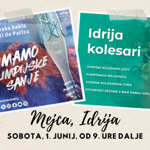 Slovenska olimpijska bakla in Idrija kolesari