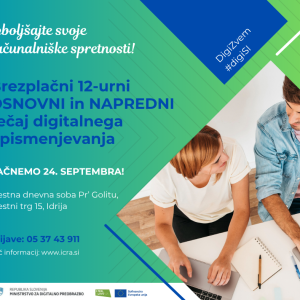 Brezplačni 12-urni OSNOVNI in NAPREDNI tečaj digitalnega opismenjevanja