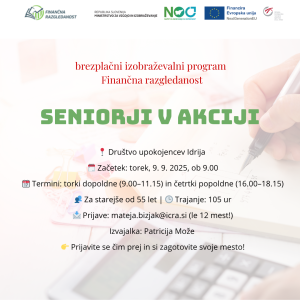 Brezplačni izobraževalni program Seniorji v akciji