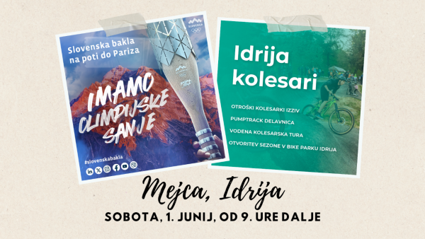 Slovenska olimpijska bakla in Idrija kolesari
