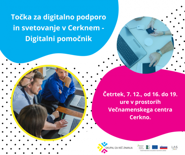Točka za digitalno podporo in svetovanje zopet v Cerknem - Digitalni pomočnik 