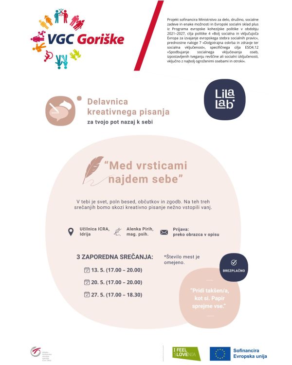 Med vrsticami najdem sebe  - Delavnica kreativnega pisanja